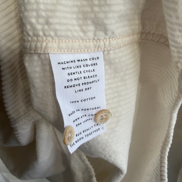 AYR size L ivory Deep End Cordoroy shirt. Super soft. Layer with texture. - Picture 5 of 10